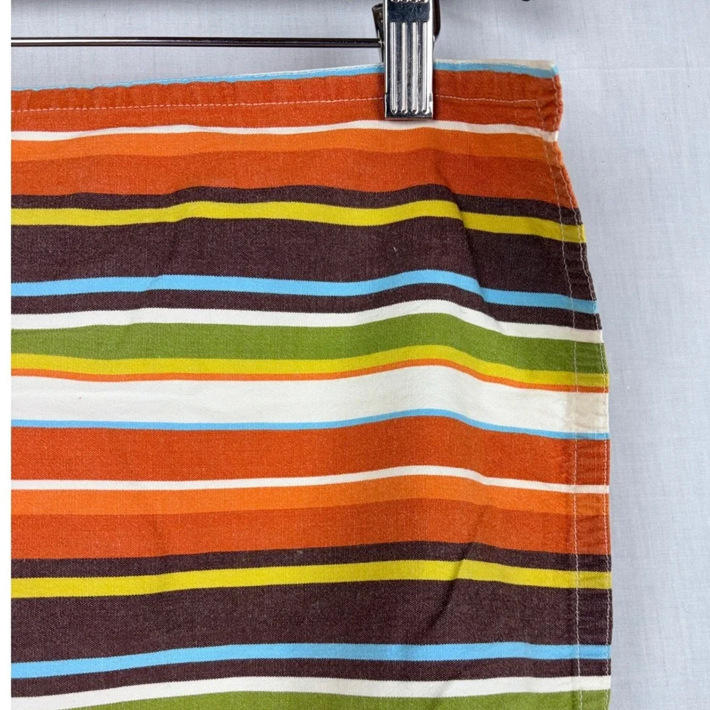 Set of 4 Striped Cotton Napkins Orange Brown Green Multi Color Fall Thanksgiving